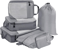 Ensemble de 6 cubes de compression multifonctionnels durables personnalisés avec fermeture éclair, extensibles, en maille légère, accessoires de voyage