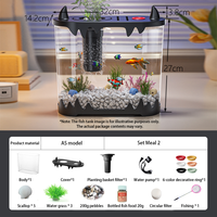 Petit aquarium de bureau, aquarium en plastique AS haute transparence avec filtre intégré, réservoir écologique silencieux pour aquascaping de table à domicile