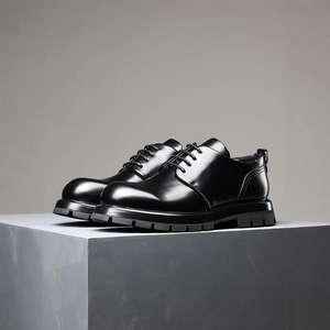 Chaussures en cuir de style anglais rondes et brunes pour hommes, à lacets, en cuir véritable de haute qualité, chaussures décontractées pour hommes - Product Image 4