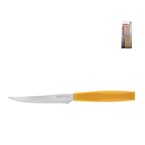 Set di 6 coltelli da bistecca Smarty con manici gialli e lame seghettate per tagliare la carne - Product Image 1