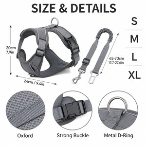 Harnais de sécurité pour chien Oxford avec ceinture de sécurité pour chiens de petite, moyenne et grande taille, accessoires pour animaux de compagnie confortables, réfléchissants, contrôle facile - Product Image 4