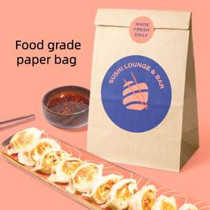 Sac en papier kraft imprimé avec logo personnalisé, résistant à la graisse, recyclable, pour pain, gobelets à café et en-cas - Product Image 2