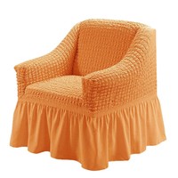Housse de fauteuil moderne en gaze bulle multicolore, extensible et élastique, avec jupe à volants, pour canapé, texture lavée à la maison