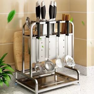 Soporte Multifuncional de Acero Inoxidable para Cuchillos, Organizador de Utensilios de Cocina, Tabla de Cortar, Soporte para Tapas de Ollas - Product Image 1