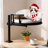 Lit pour chat moderne à fixer sur bureau, vente en gros, 360 °   Lounge flottante pivotante pour animaux de compagnie pour la maison et le bureau, perchoir de fenêtre pour chat peu encombrant, faible MOQ