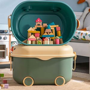 Modern Customized Cartoon Plastic Kids <b>Bin</b> Eco-Friendly <b>Rectangle</b> Toy Organizers and Storage With Wheels for Home - Product Image 4