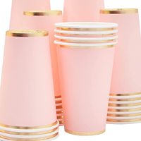 Lot de 50 gobelets en papier kraft rose clair à double paroi jetables pour vin, boissons gazeuses et tequila, capacité de 12 oz, recyclables