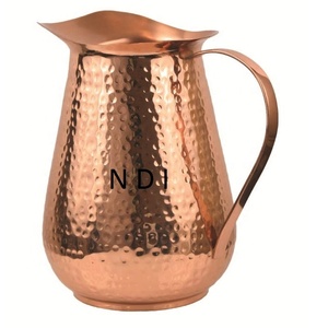 Insulated Copper Pitcher <b>With</b> <b>Lid</b> Decorative Drinking <b>Water</b> <b>Jug</b> Solid Copper Plain Drinking <b>Jug</b> For Restaurant Dinnerware Table - Product Image 2