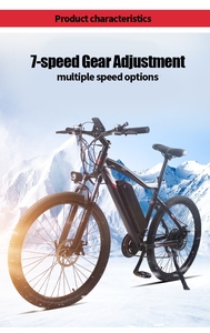Vélo 7 vitesses, autonomie 60 km, batterie lithium 10,5 Ah, moteur sans balais 250 W, assistance au pédalage numérique, double frein à disque, cadre en aluminium Hl Bat Hl - Product Image 5