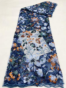 Planta flor patrón Multicolor lentejuelas bordado vestido de <span class=keywords><strong>mujer</strong></span> Cheongsam <span class=keywords><strong>chaleco</strong></span> moda tela lentejuelas Material - Product Image 3