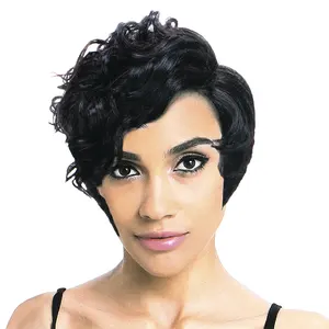 Retro kurze Locken Seitenteil Pixie geschnitten kurze Bob Perücke brasilia nisches Haar volle Spitze Echthaar Perücke Echthaar Perücken für schwarze Frau