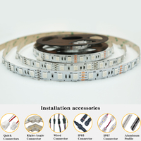 Lampu Strip LED RGB 5050 60LED/m Kontrol Jarak Jauh Aplikasi Bluetooth Pintar untuk Pesta KTV Klub Malam ESports Lampu Strip 24v 12v Gulungan 5/10m