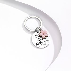 Metal <b>Charm</b> Keychain Mother's Day Gift Oriental Cherry Flower <b>Keyring</b> Mom Pendant Chain Key Ring Holder Jewelry Accessories Gift - Product Image 3