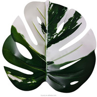Bouquet de feuilles de Monstera artificielles variées, faites à la main, réalistes, à faible entretien, feuilles blanches, toucher réel, pour la décoration de bureau et de la maison