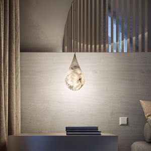 Moderno creativo semplice alabastro camera da letto casa camera da pranzo Bar goccia di pioggia sferica decorazione moderna alabastro luce pendente in alabastro - Product Image 4