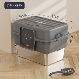Totalmente fechado Oversized <span class=keywords><strong>Cat</strong></span> Litter Box Portátil Aço Inoxidável e Toalete de Plástico com Splash-Proof e Acessório à Prova de Urina - Product Image 6