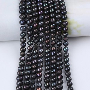Wholesale 8-9mm Black Threaded Punch <b>Pearls</b> Natural Freshwater <b>Loose</b> Color <b>Pearls</b> for DIY Jewelry Zhuji <b>Pearls</b> - Product Image 2