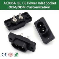 Prise d'alimentation IEC C8 à base plate AC006A, 2 broches, fixation par vis, montage sur panneau, prise AC