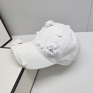 Ultima moda aggiornata donna donna donna nero bianco lavato fiori di strass berretto da Baseball denim cappello da sole papà cappelli da camionista - Product Image 3