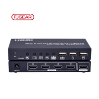 Commutateur KVM HDMI FJ-401HK Fjgear 4*1 Quad Multi-visualiseur Commutation transparente Contrôle clavier souris USB 4 ordinateurs portables
