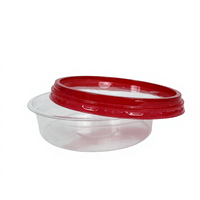 Conteneur de préparation des repas en plastique transparent, couleur personnalisée, rond, recyclable, bol à emporter pour kimchi, houmous, salade, fruits avec couvercle