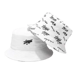 Thug Life Diseño de moda Logotipo personalizado Todo Impreso y bordado Reversible Chapeau Bob Fisherman Bucket Hat