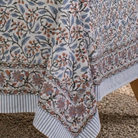 Nappe de table rectangulaire 100% coton imprimée, motif floral botanique bleu, pour table à manger