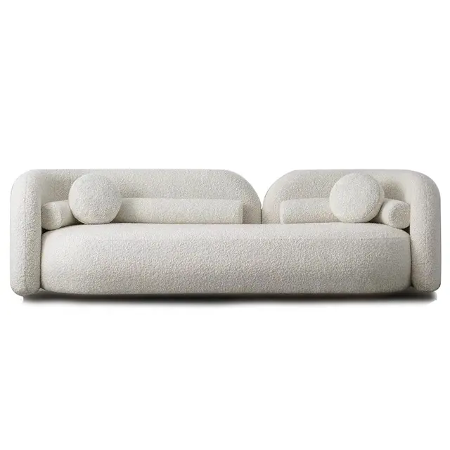 Hot Selling Nordic Italian Minimalismus Design Möbel Hochwertige weiße Samt Stoff 3-Sitzer Wohnzimmer Sofas
