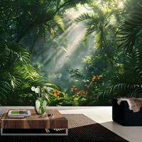 Selbstklebende 3D Wasserdichte Üppige Tropische Regenwald Wandtapete Umweltfreundliche Tapete für Wohnzimmer & Schlafzimmer Heim-Dekoration
