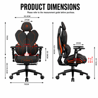 Vente Chaude Chaise de Jeu avec Roulettes d'Ordinateur, Accoudoirs 5D et Appui-Tête Réglables (Haut/Bas, Avant/Arrière), Vérin Classe 4 Standard
