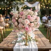 Dekorasi Bunga Bola D-FB07 untuk Pernikahan, Bunga Bola Pernikahan Buatan, Rangkaian Bunga Mawar Pink dan Hydrangea