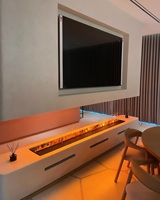 Smart holographique moderne bois décoratif cheminée électrique mural atomisation eau cheminée insérer flamme télécommande