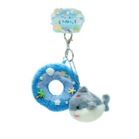 Pendentif en peluche Pingouin de la bande de breloques, allongé et tournoyant en cercle, porte-clés amusant sur le thème de l'aquarium, en polyester, 15 cm