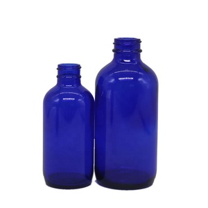 青いガラス血清ボトル60ml 120ml 250ml 500ml 1000mlボストンラウンドエッセンシャルオイルDroppersカスタムラベル付き - Product Image 2
