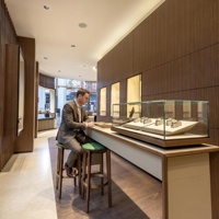 Vitrine de luxe pour montres, comptoir de présentation de bijoux, vitrine de montres, design intérieur de boutique, décoration