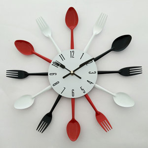 Multi-color Fork Spoon Knife Kitchen Cutlery <b>Wall</b> <b>Clock</b> Home <b>Decor</b> - Product Image 2