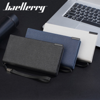 Baellerry dompet kulit panjang pria, dompet Multi Slot ritsleting bisnis kasual modis