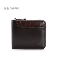 Dompet hitam koin pola batu sambungan Retro kustom, dompet pendek pria rantai tiga lipat horizontal kualitas tinggi