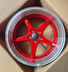 Rines YQ de 18 Pulgadas 5x108 Estilo Cinco Radios Ocean con Borde Pulido, Aptos para Volvo, Color Rojo Candy, Bujes con Borde Mecanizado, Hjulnav en Stock - Product Image 2