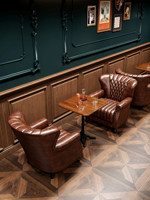 Canapé de bar à whisky de style américain, ensemble table et chaises vintage western pour salle à manger, mobilier de restaurant individuel pour salle à cigares