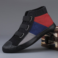 Chaussures Décontractées Personnalisées Montantes pour Hommes en Toile Tissu Coloré Patchwork, Chaussure de Skateboard Tendance