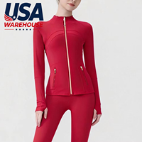 Entrepôt Outre-mer USA – Nouveau Tissu Respirant et Séchage Rapide, Haute Élasticité, Sans Coutures, Col Montant, Fitness Femme, Spandex/Nylon, Yoga
