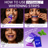 Bandes blanchissantes violettes pour usage domestique, antidérapantes, sans résidus, 7 sachets, Violet V34 6%hp, bandes blanchissantes sèches pour les dents