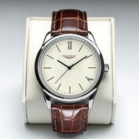 Jam Tangan Pria Modis Terlaris Gaya Baru Tali Kulit Casing Paduan Kuarsa 41mm 9mm Stok Tersedia