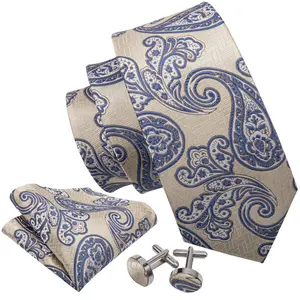 Gravata de pescoço com logo para homens, gravatas de seda com logotipo personalizado, para casamento, de cores azul e de caxemira
