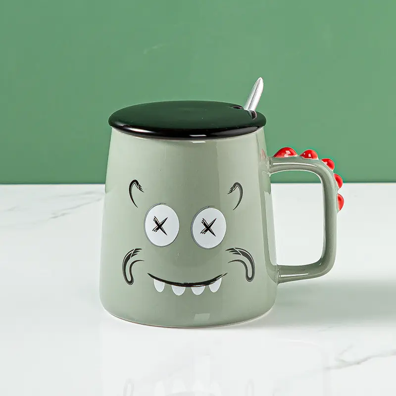 UCHOME Creative funny fun mug with lid spoon large capacity ceramic mug