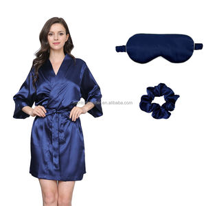 زفاف العروس وصيفة العروس المرأة الحرير الساتان كيمونو فستان مع 5 سروال شعر والنوم - Product Image 3