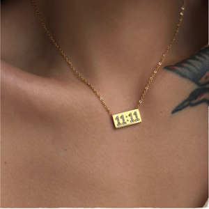 Collar con colgante Digital cuadrado <span class=keywords><strong>1111</strong></span> para mujer, número de Ángel, tiempo 11:11, collares cortos, Shopify, Dropshipping, joyería a Europa - Product Image 1