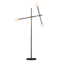Lámpara de Pie de Tres Cabezas de Hierro y Oro, Estilo Nórdico, Minimalista, Moderna, para Sala de Estar, Sofá, Dormitorio, Mesita de Noche