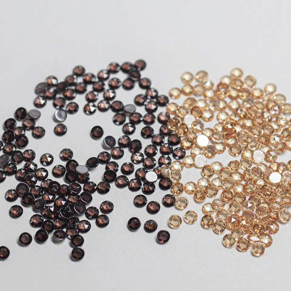 Wuzhou Customized rose Cut round 2.0mm 6.0mm champagne coffee colour cz gems 5A Cubic Zirconia